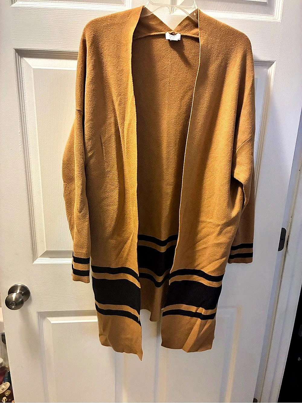 Crown & Ivy Striped Cardigan in Brown & Black Size 1X Like New